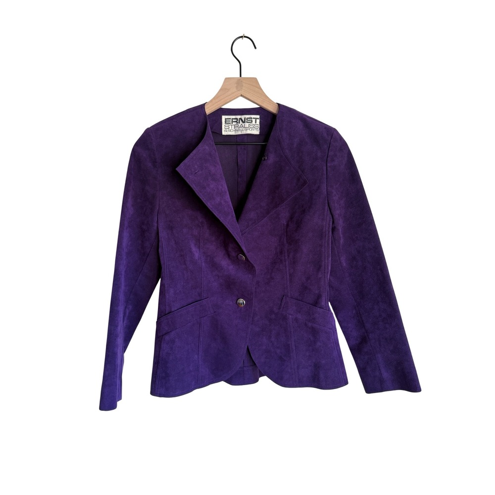 Vintage Ernst Strauss Saks Fifth Avenue Purple Ultrasuede USA Blazer 4